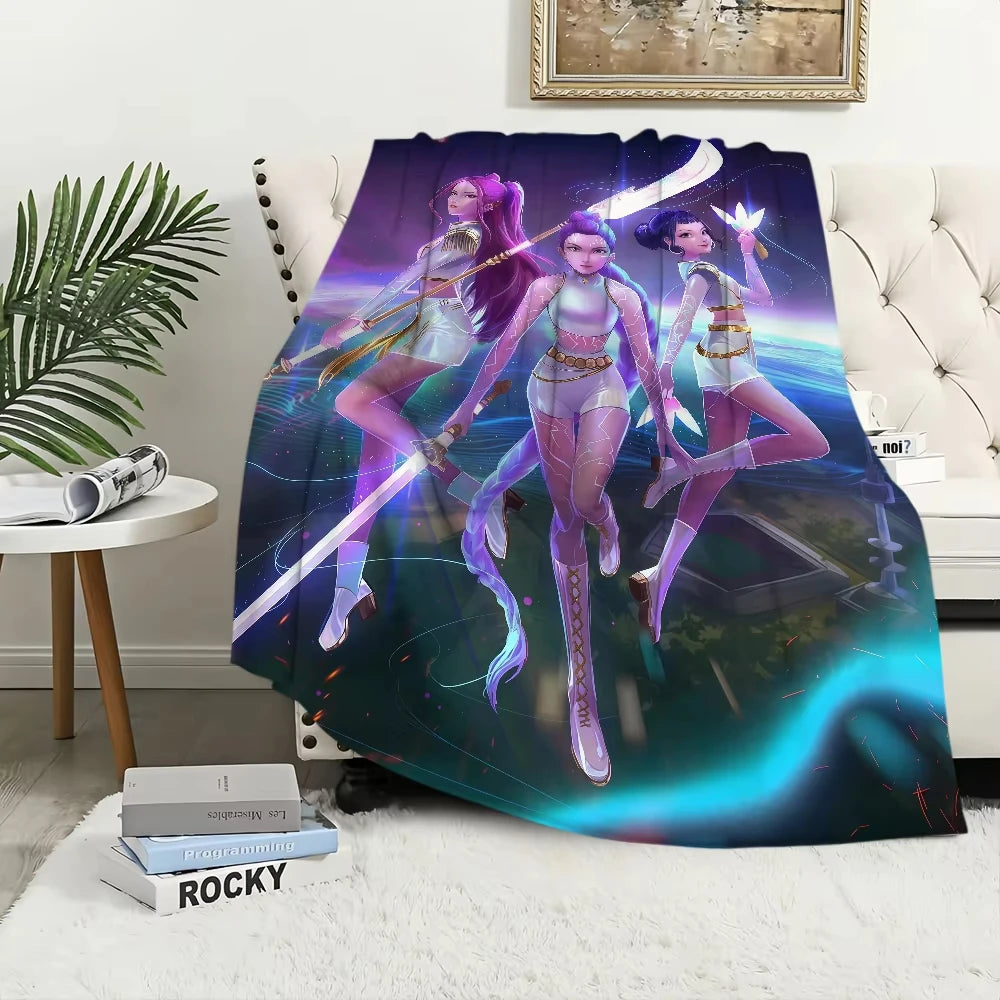 Blanket Kpop Warm Soft Demon Plush Blanket For Sofa Living Room Office Bedroom Travel Hunters Gift Flannel Multifunctional