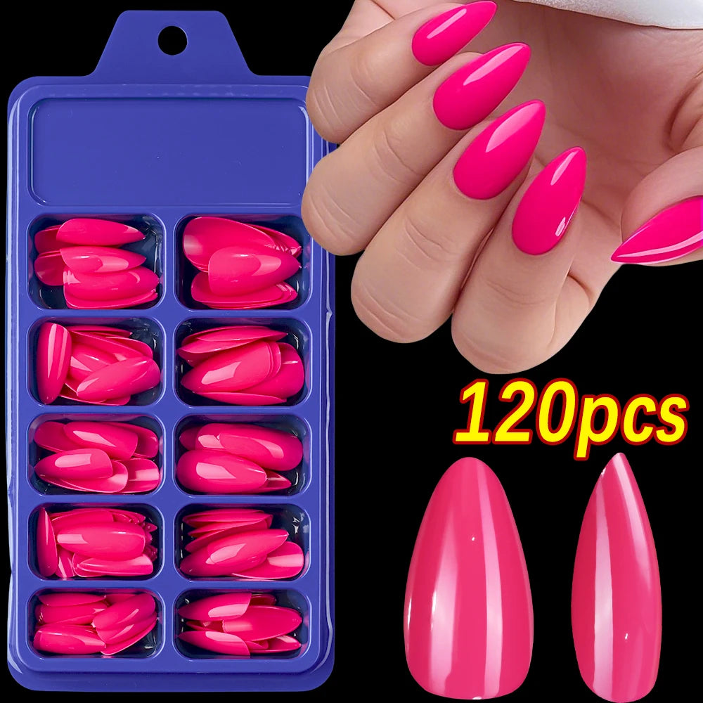 120pcs Pink French Tip Press-On Nails Medium Length Square Shape With Glossy Finish False Nails Full Cover Pre-Shaped Fake Nails--ANDROMEDA QUINNS | AURELLE'S-ANDROMEDA QUINNS | AURELLE'S