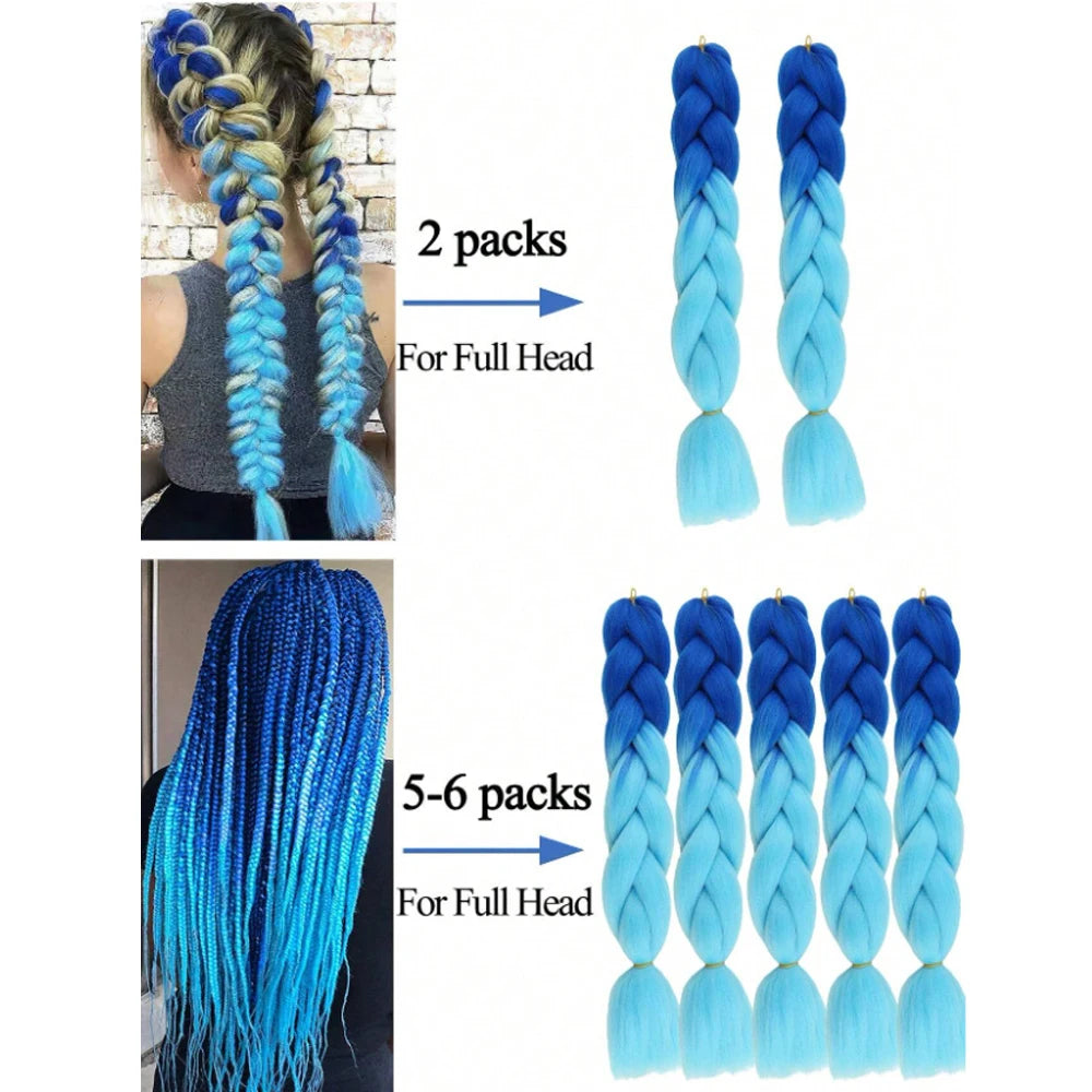 Jumbo Braiding Hair Pre-stretched Purple Hair Extensions for Crochet Braids Synthetic Hair DIY Pink Purple Jumbo Ponytail Braid