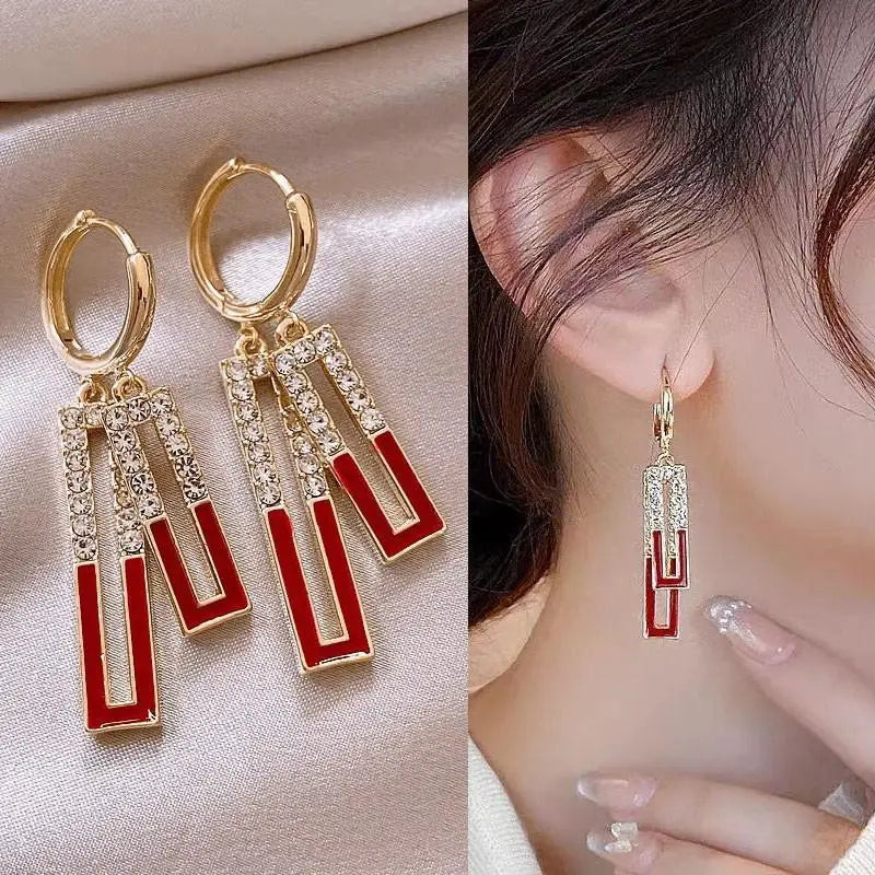 925 Silver Needle Korean Fashion Purple Crystal Heart Drop Earrings For Women Jewelry 2025 Trending New Luxury Women's Earrings--ANDROMEDA QUINNS | AURELLE'S-ANDROMEDA QUINNS | AURELLE'S