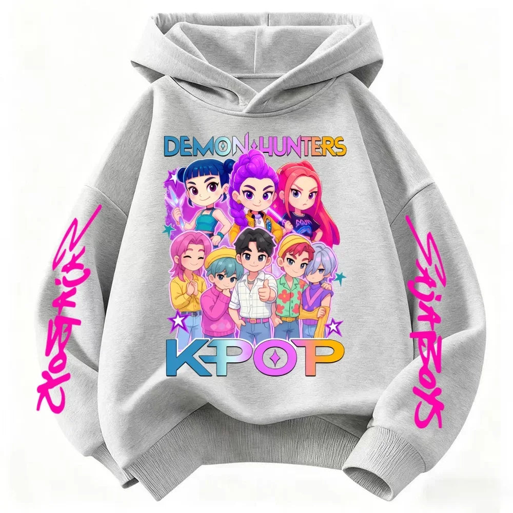 Girls Fashion Casual Sweatshirt Movie New Kids K-Pop Demon Hunters Hooded Tops Toddler Girl Clothes KPop DeCasual Girls Clothing