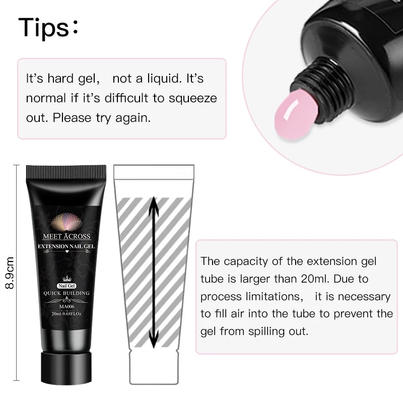 MEET ACROSS 5PCS/SET Extension Gel For Nails Finger Extension Gel Manicure Slip Solution Acrylic Nail Art Varnish DIY Tool--ANDROMEDA QUINNS | AURELLE'S-ANDROMEDA QUINNS | AURELLE'S