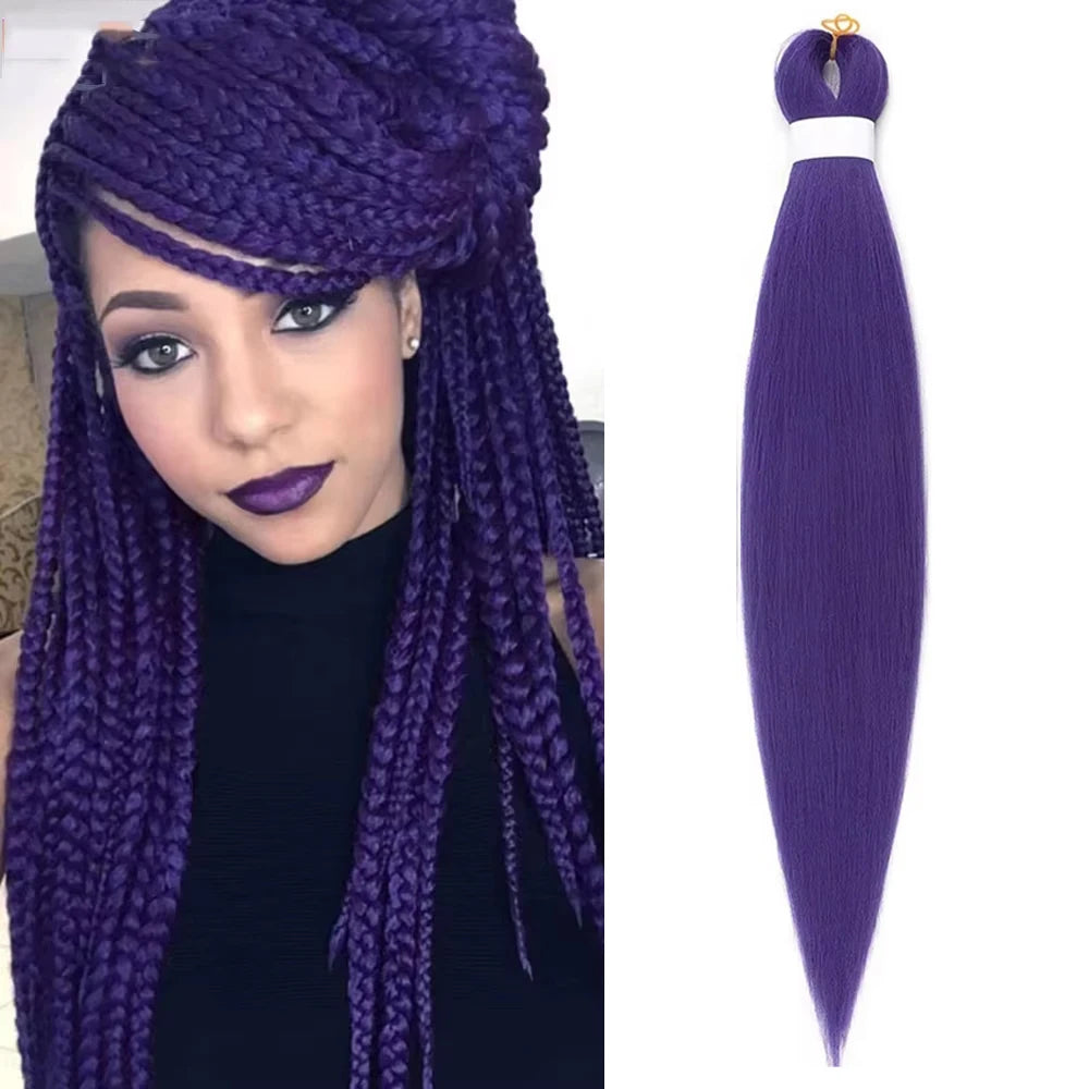 Jumbo Braiding Hair Pre-stretched Purple Hair Extensions for Crochet Braids Synthetic Hair DIY Pink Purple Jumbo Ponytail Braid