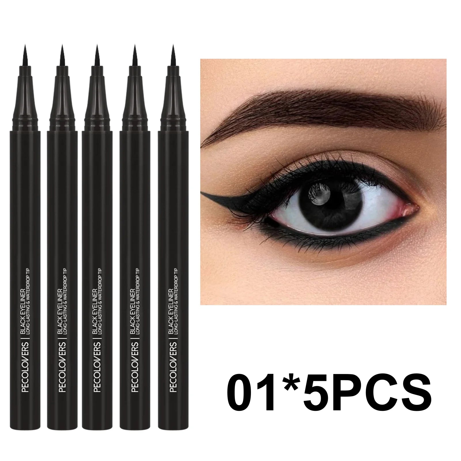 5PCS/Set Smooth Liquid Eyeliner Pen, Waterproof, Long-lasting Makeup, Black, Ultra-fine Pen Tip,Create A Charming Eye Makeup--ANDROMEDA QUINNS | AURELLE'S-ANDROMEDA QUINNS | AURELLE'S