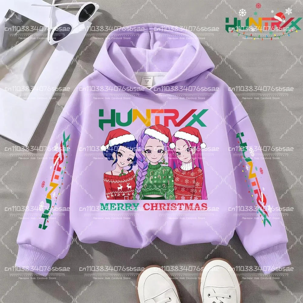 KPop Demon Hunters Hoody Y2K KPop Demon Hunters Christmas Hoodies Girls Boys Rumi Autumn Casual Long Sleeve Children's Clothing