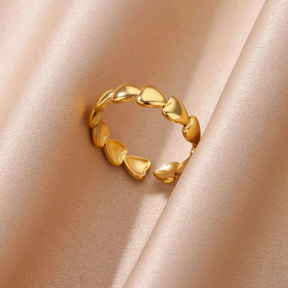Stainless Steel Zircon Geometric Rings For Women Luxury Evil Eye Gold Color Adjustable Trendy Wedding Aesthetic Jewerly Gift--ANDROMEDA QUINNS | AURELLE'S-ANDROMEDA QUINNS | AURELLE'S