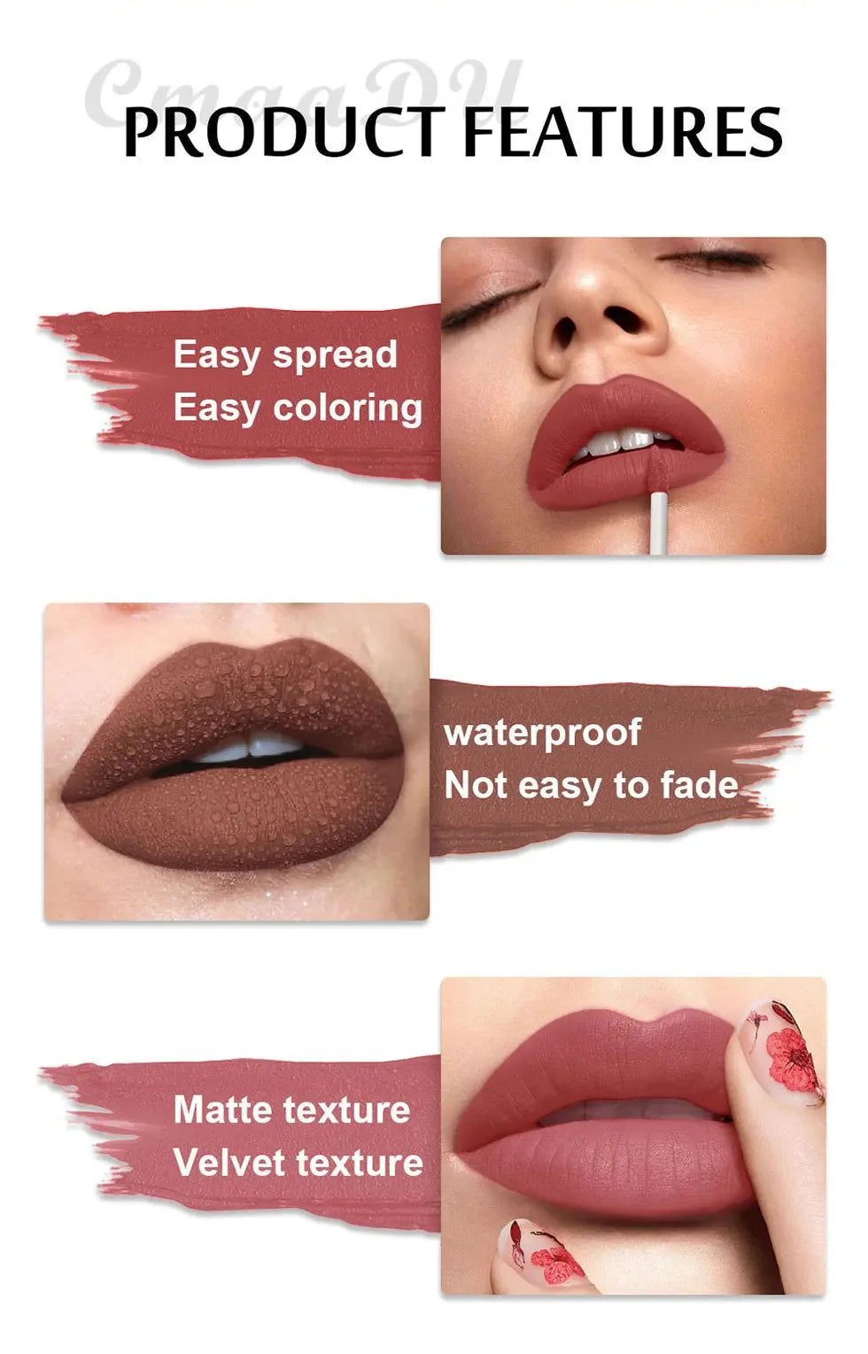 1pcs Waterproof Matte Velvet Lip Glaze Moisturizing Long Lasting Non-stick Cup Not Easy To Fade Lip Gloss Lipstick Makeup--ANDROMEDA QUINNS | AURELLE'S-ANDROMEDA QUINNS | AURELLE'S