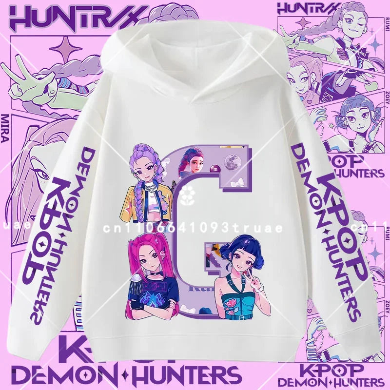 2026 New Letter A-Z Girls' sportswear Kpop Demon Hunters Boys' casual shirt Children's hooded shirt Autumn/Winter long-sleeved