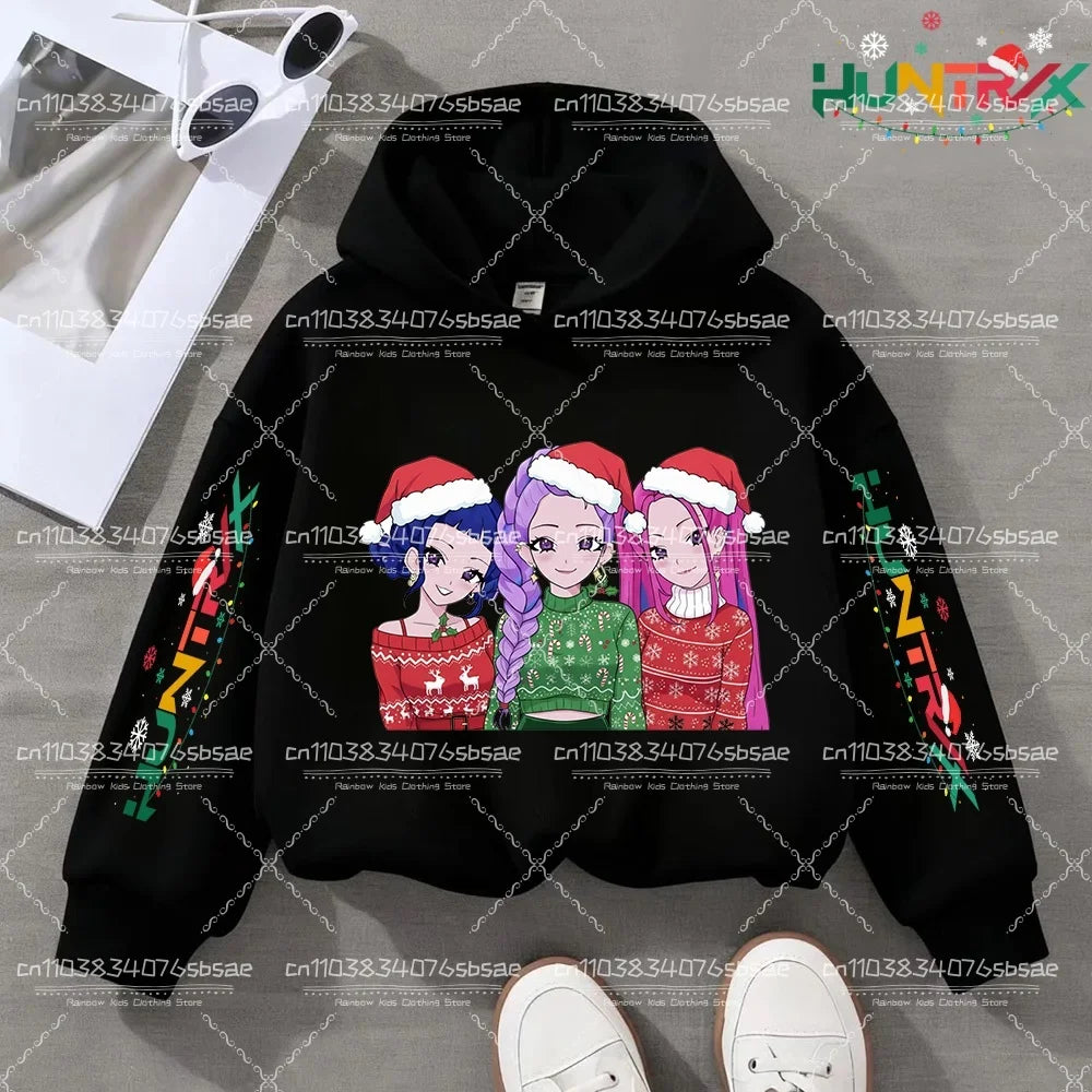 KPop Demon Hunters Hoody Y2K KPop Demon Hunters Christmas Hoodies Girls Boys Rumi Autumn Casual Long Sleeve Children's Clothing