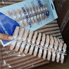 120pcs Pink French Tip Press-On Nails Medium Length Square Shape With Glossy Finish False Nails Full Cover Pre-Shaped Fake Nails--ANDROMEDA QUINNS | AURELLE'S-ANDROMEDA QUINNS | AURELLE'S