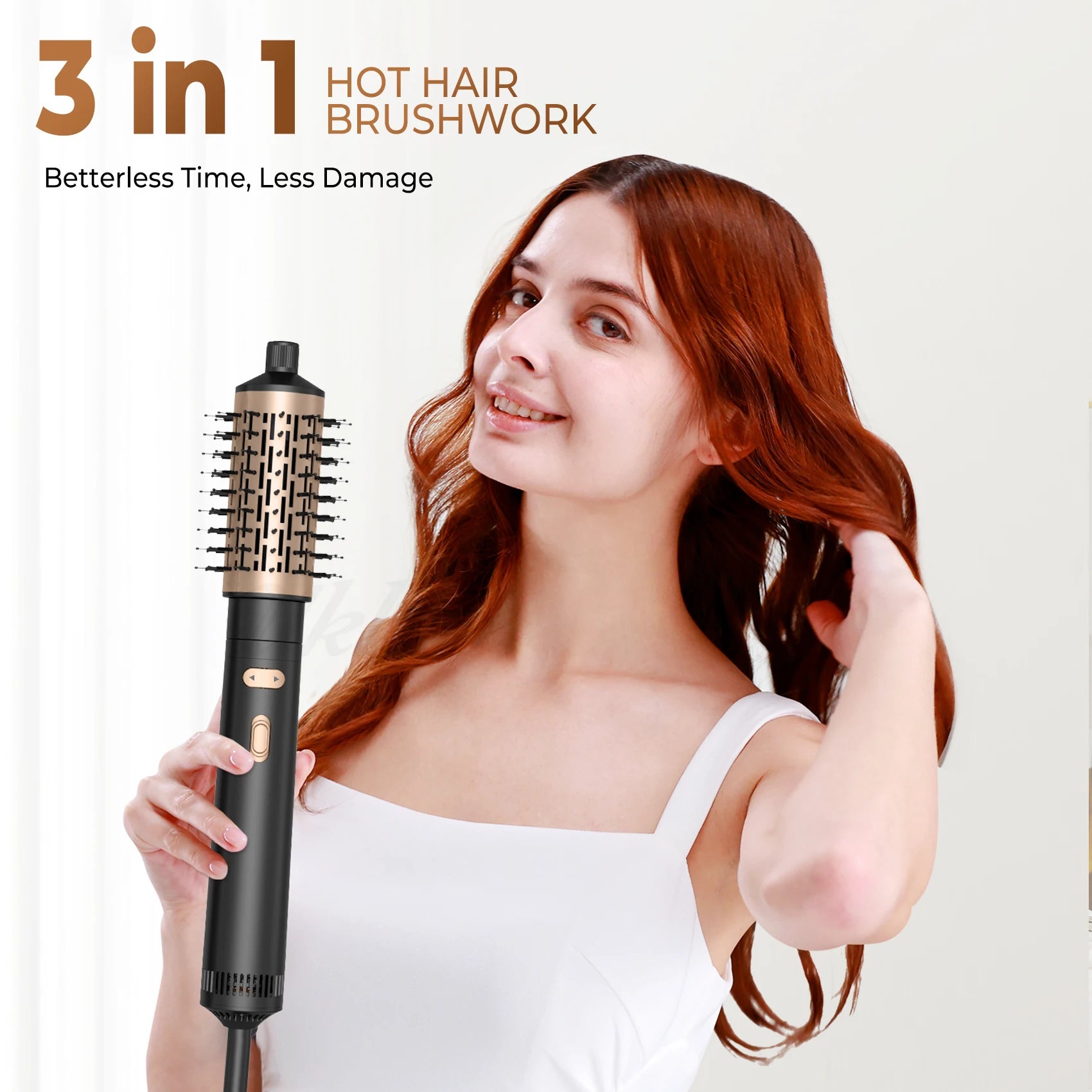 Hair Dryer Brush 3-in-1 Rotating Round Hot Air Spin Brush Set 2 Detachable Auto Rotating Curling Brush Hot Air Styler--ANDROMEDA QUINNS | AURELLE'S-ANDROMEDA QUINNS | AURELLE'S