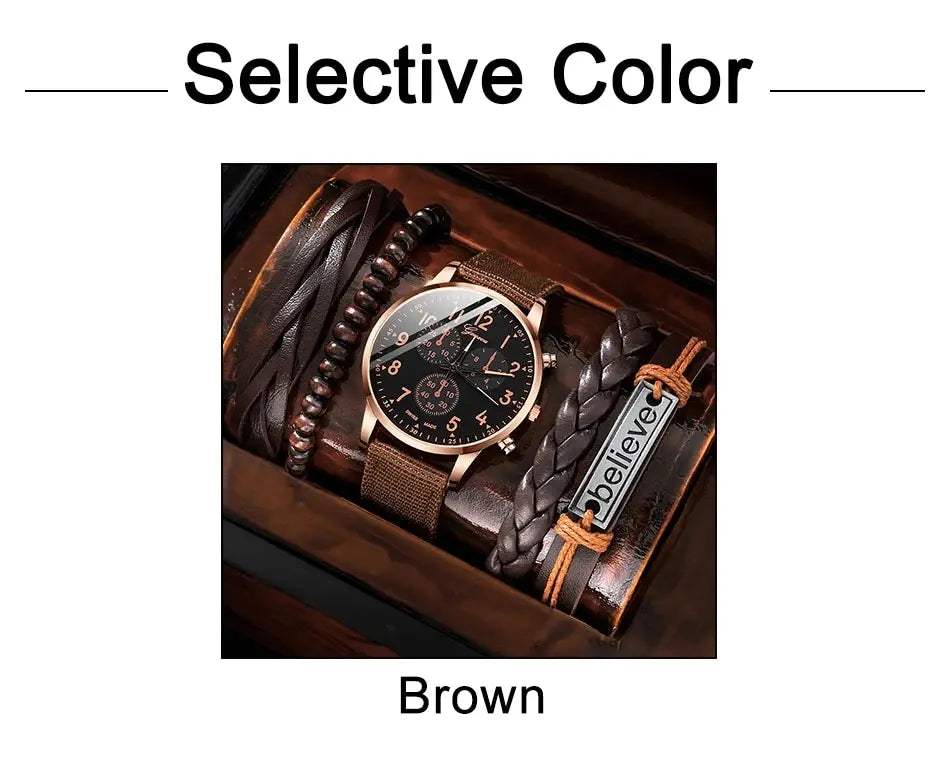 New Mens Fashion Quartz Men Watches Top Brand Luxury Male Clock Watch Sport Wrist Watch Bracelet Set Clock Relogio Masculino--ANDROMEDA QUINNS | AURELLE'S-ANDROMEDA QUINNS | AURELLE'S