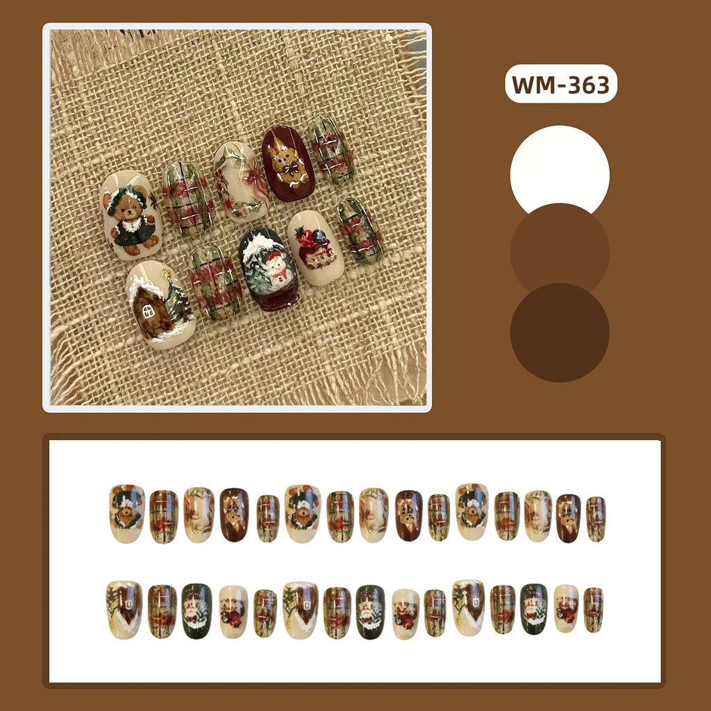 24pcs White Flower Fake Nail Tips Ins Yellow Pink Blush False Nails Wearable Full Cover European Almond Shaped Press on Nails--ANDROMEDA QUINNS | AURELLE'S-ANDROMEDA QUINNS | AURELLE'S