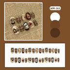 24pcs White Flower Fake Nail Tips Ins Yellow Pink Blush False Nails Wearable Full Cover European Almond Shaped Press on Nails--ANDROMEDA QUINNS | AURELLE'S-ANDROMEDA QUINNS | AURELLE'S