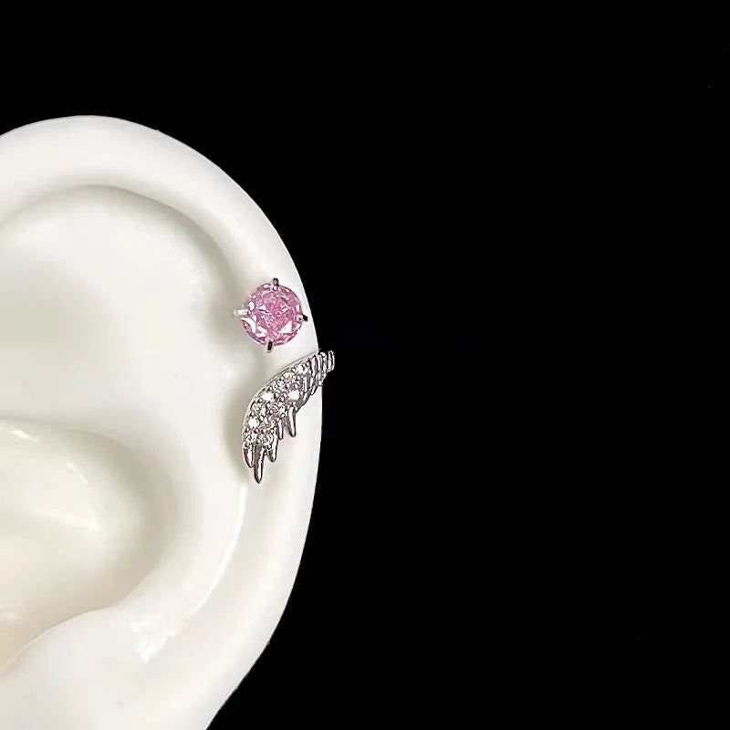 LATS 1pcs Silver Color Wing Ear Bone Nail for Women New Fashion Zircon Earrings Accessories Fashion Jewelry--ANDROMEDA QUINNS | AURELLE'S-ANDROMEDA QUINNS | AURELLE'S
