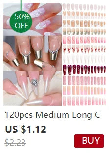 120pcs Pink French Tip Press-On Nails Medium Length Square Shape With Glossy Finish False Nails Full Cover Pre-Shaped Fake Nails--ANDROMEDA QUINNS | AURELLE'S-ANDROMEDA QUINNS | AURELLE'S