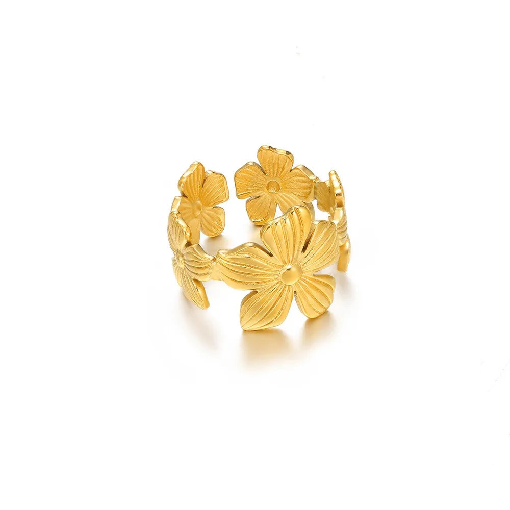 Stainless Steel Exaggerated Big Flower Rings For Women Gold Color Sunflower Finger Ring Female Fashion Aesthetic Jewelry Gift--ANDROMEDA QUINNS | AURELLE'S-ANDROMEDA QUINNS | AURELLE'S