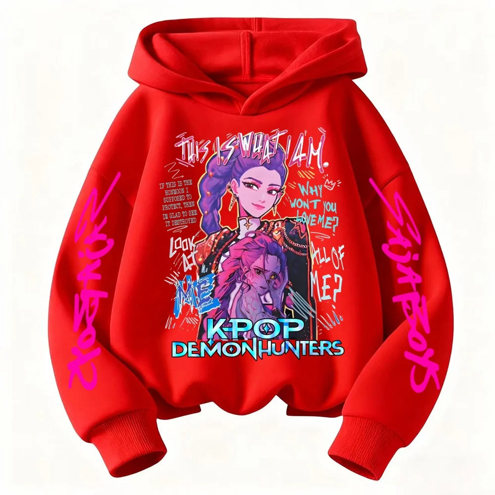 Children's KPOP Huntrix Rumi Pattern Sweatshirt Cartoon Character Printed Casual Long Sleeve Boys' and Girls' Hoodies