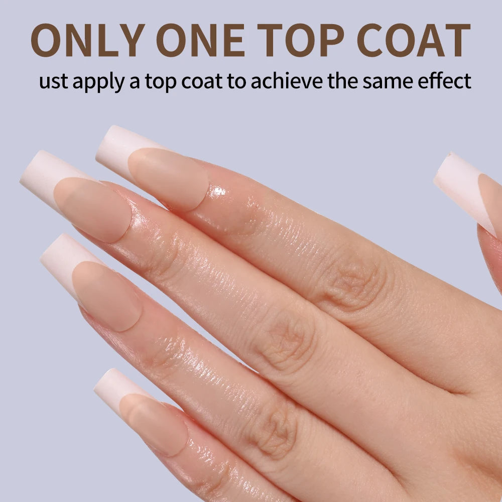 120pcs Pink French Tip Press-On Nails Medium Length Square Shape With Glossy Finish False Nails Full Cover Pre-Shaped Fake Nails--ANDROMEDA QUINNS | AURELLE'S-ANDROMEDA QUINNS | AURELLE'S