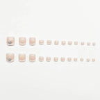 New French False Toe Nails with Heart Rhinestone Design White Edge Summer Press on Toenails Fashion Manicure Fake Toenail Patch--ANDROMEDA QUINNS | AURELLE'S-ANDROMEDA QUINNS | AURELLE'S