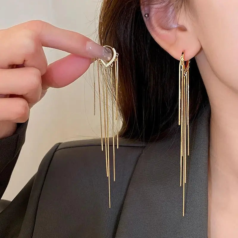 925 Silver Needle Blue Purple Butterfly Long Tassel Earrings For Women Jewelry 2025 Trending New Korean Crystal Drop Earrings--ANDROMEDA QUINNS | AURELLE'S-ANDROMEDA QUINNS | AURELLE'S