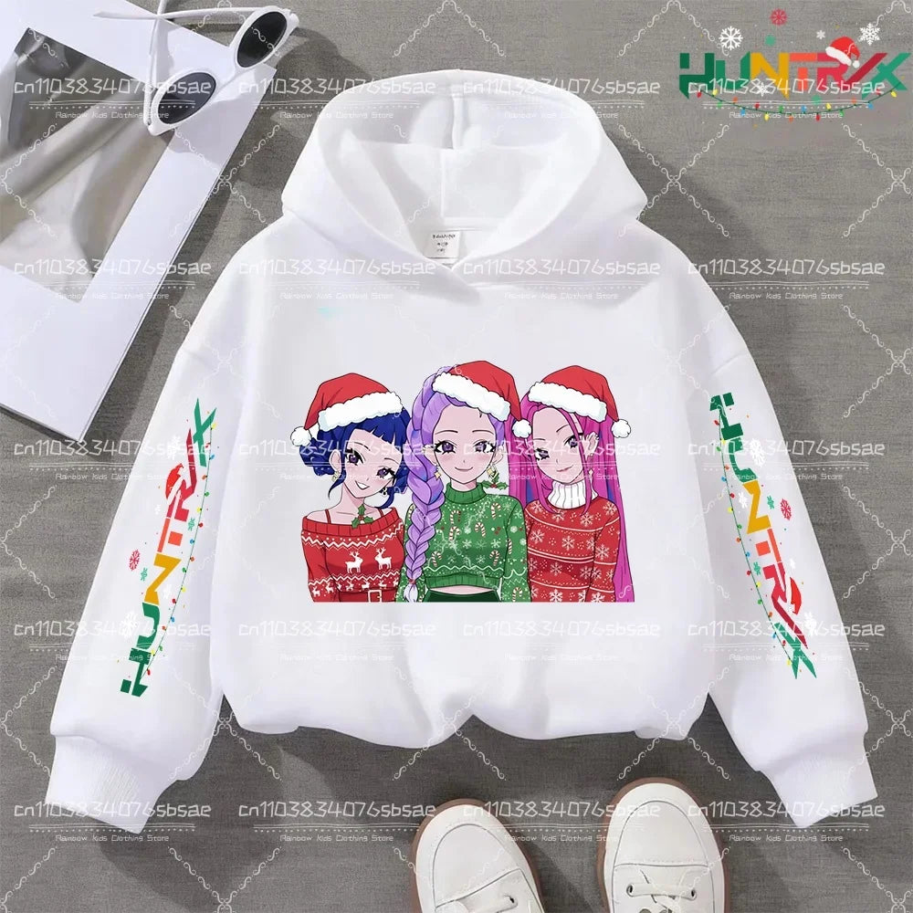 KPop Demon Hunters Hoody Y2K KPop Demon Hunters Christmas Hoodies Girls Boys Rumi Autumn Casual Long Sleeve Children's Clothing