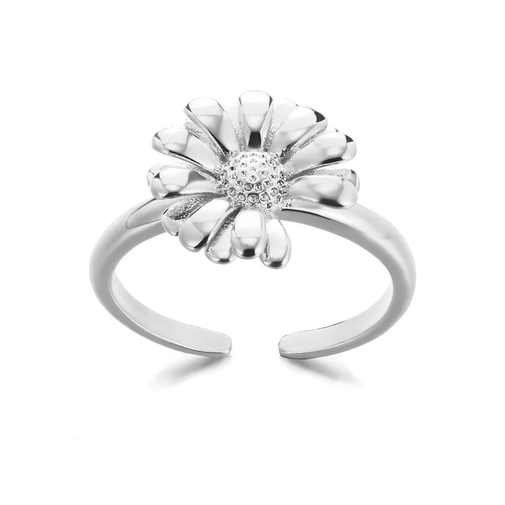 Stainless Steel Exaggerated Big Flower Rings For Women Gold Color Sunflower Finger Ring Female Fashion Aesthetic Jewelry Gift--ANDROMEDA QUINNS | AURELLE'S-ANDROMEDA QUINNS | AURELLE'S