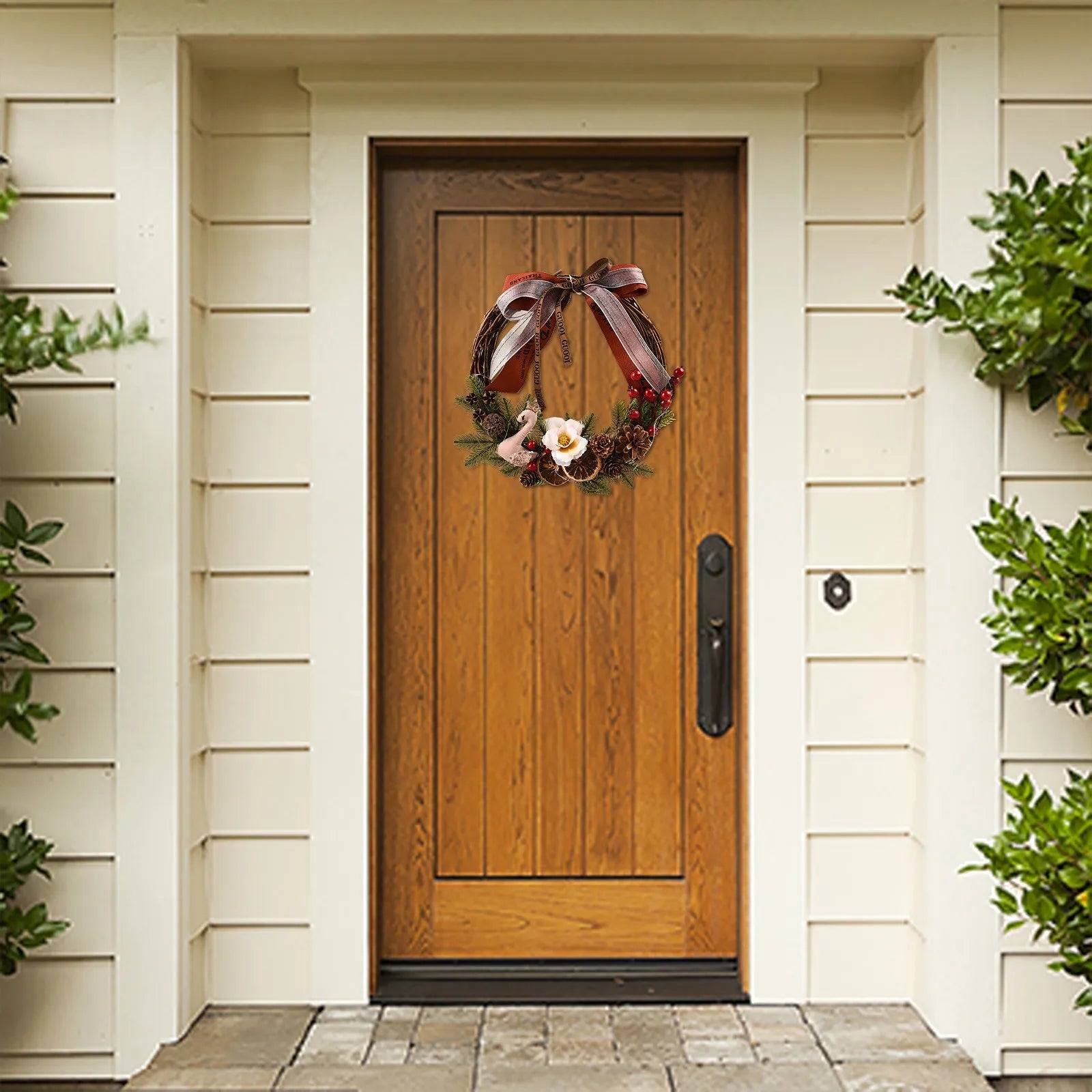 Christmas Swan Wreaths Art Decorations Thanksgiving Indoor Outdoor Home Decorative Wreath Wall Door Hanging Decorative Ornament--ANDROMEDA QUINNS | AURELLE'S-ANDROMEDA QUINNS | AURELLE'S