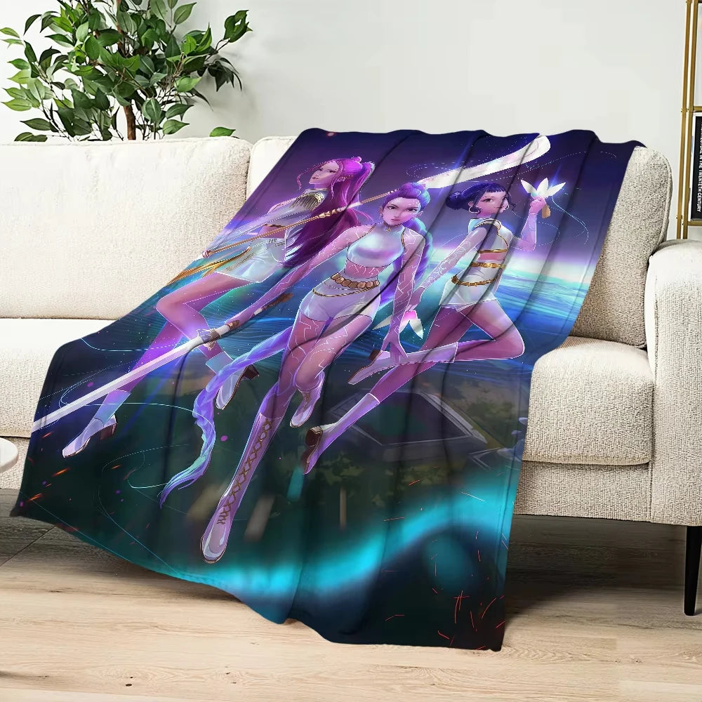 Blanket Kpop Warm Soft Demon Plush Blanket For Sofa Living Room Office Bedroom Travel Hunters Gift Flannel Multifunctional