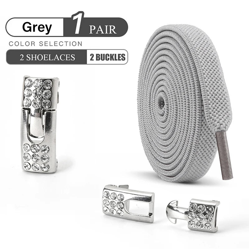 No Tie Shoe Laces Diamond Buckle Elastic Laces Shoelaces Sneaker Kids Adult Shoelace Suitable For Sports Casual Shoes Boots--ANDROMEDA QUINNS | AURELLE'S-ANDROMEDA QUINNS | AURELLE'S