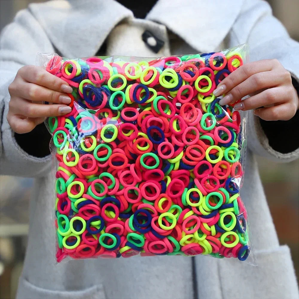 50Pcs/bag Colorful Basic Nylon Ealstic Hair Ties for Girls Ponytail Hold Scrunchie Rubber Band Kid Fashion Hair Accessories--ANDROMEDA QUINNS | AURELLE'S-ANDROMEDA QUINNS | AURELLE'S