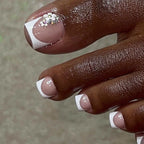 New French False Toe Nails with Heart Rhinestone Design White Edge Summer Press on Toenails Fashion Manicure Fake Toenail Patch--ANDROMEDA QUINNS | AURELLE'S-ANDROMEDA QUINNS | AURELLE'S