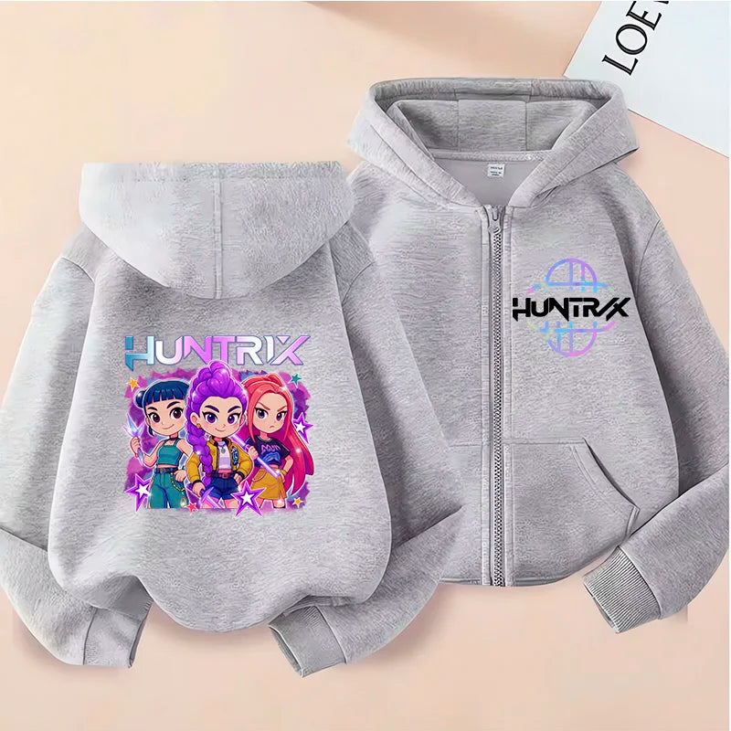 Y2k  Zip Up Sweatshirts Kpop Demon Hunters Hoodie Coat Children Clothes Kid Girl Boy Sweatshirt Zipper Hoody Baby Casual Top