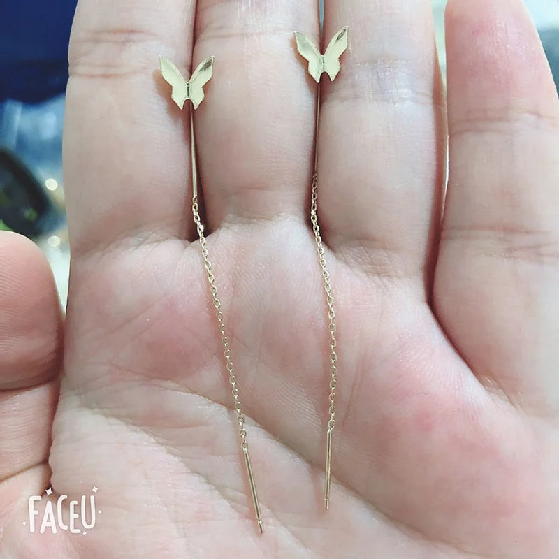 Drop Zircon Long Tassel Earrings Female Rhinestone Wedding Pendant Earrings Party Jewelry Silver Color Fashion Ear Accessories--ANDROMEDA QUINNS | AURELLE'S-ANDROMEDA QUINNS | AURELLE'S