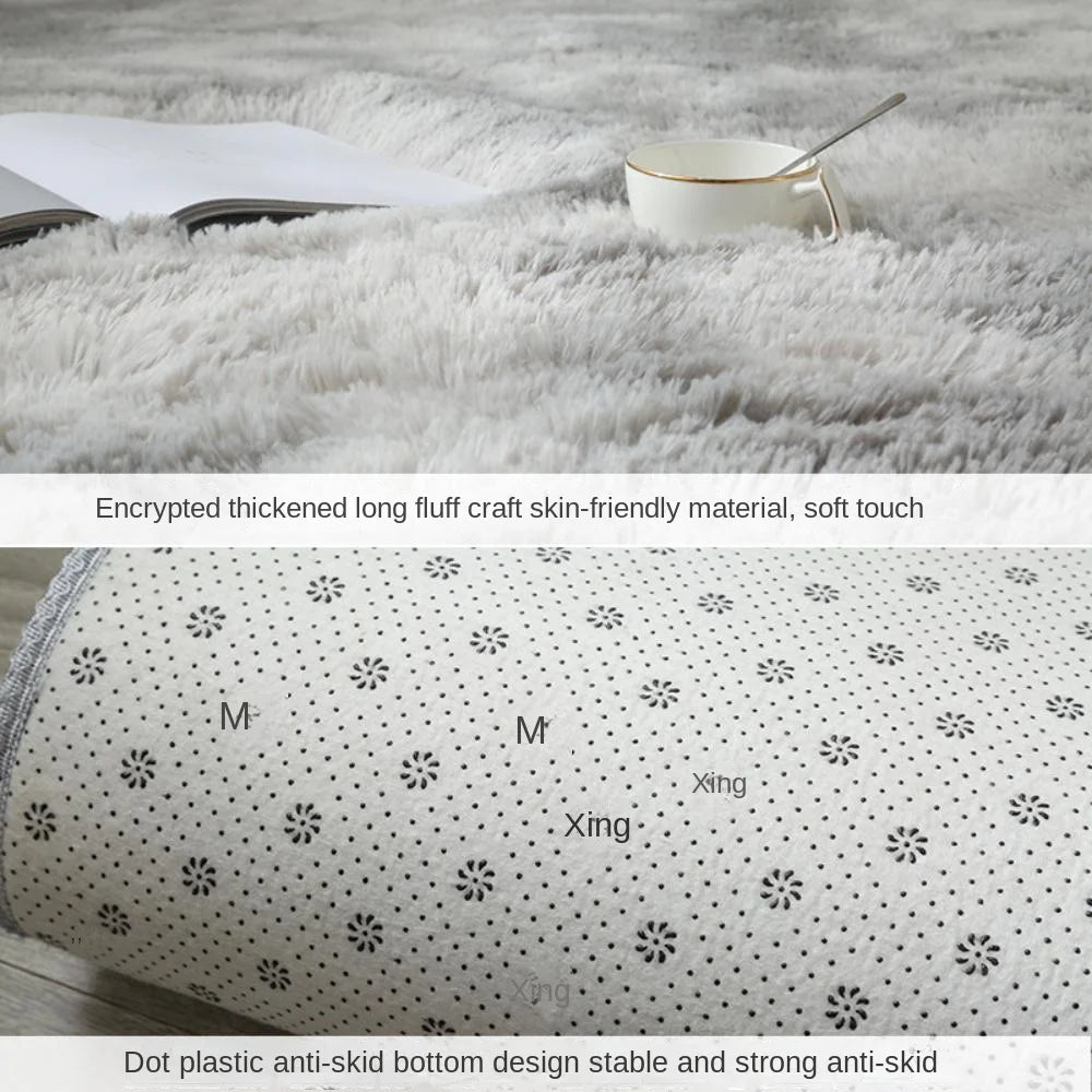 VIKAMA Nordic ins thickened long hair tie-dyed silk hair carpet Modern simple oval bedroom bed rug, living room sofa rug--ANDROMEDA QUINNS | AURELLE'S-ANDROMEDA QUINNS | AURELLE'S