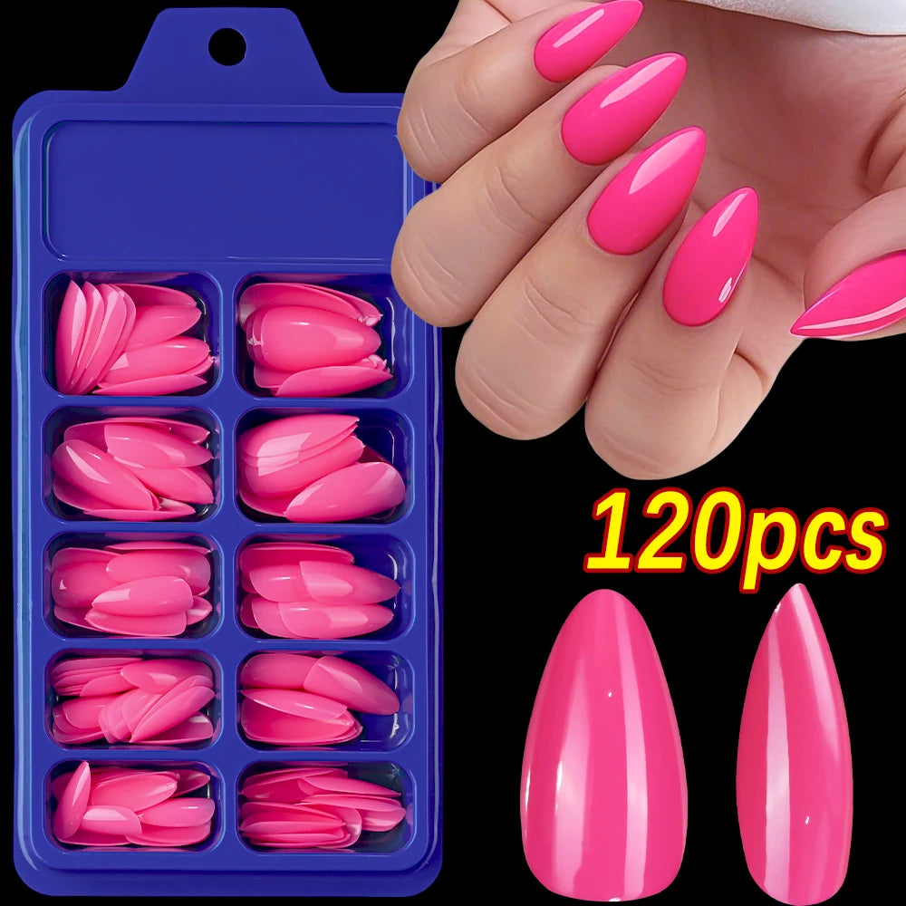 120pcs Pink French Tip Press-On Nails Medium Length Square Shape With Glossy Finish False Nails Full Cover Pre-Shaped Fake Nails--ANDROMEDA QUINNS | AURELLE'S-ANDROMEDA QUINNS | AURELLE'S