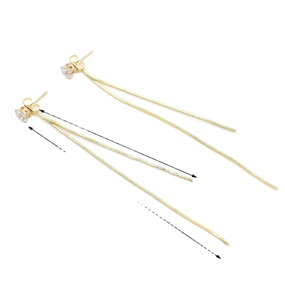 Drop Zircon Long Tassel Earrings Female Rhinestone Wedding Pendant Earrings Party Jewelry Silver Color Fashion Ear Accessories--ANDROMEDA QUINNS | AURELLE'S-ANDROMEDA QUINNS | AURELLE'S