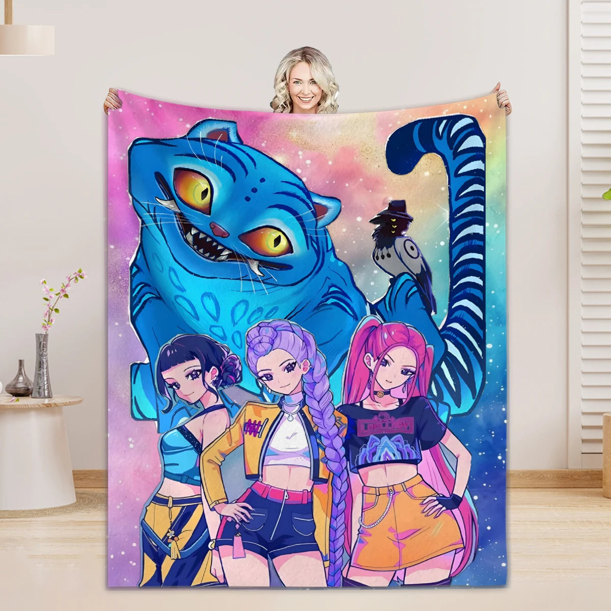 Rumi K-Pop Blanket Demon Hunters Blanket Girls Boys Plush Throw Blanket Kids Gift 3D Printing Ded Blanket Girls Gift Decoration