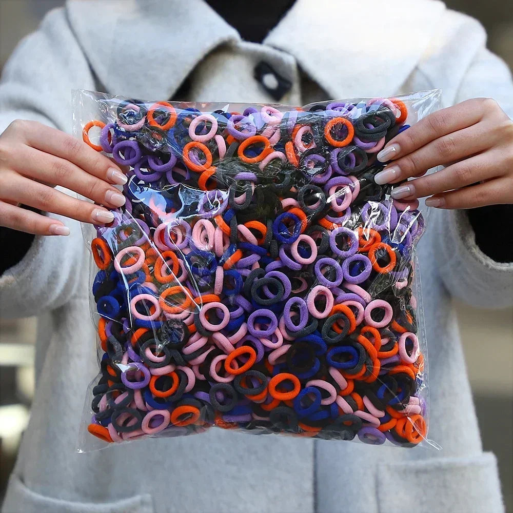 50Pcs/bag Colorful Basic Nylon Ealstic Hair Ties for Girls Ponytail Hold Scrunchie Rubber Band Kid Fashion Hair Accessories--ANDROMEDA QUINNS | AURELLE'S-ANDROMEDA QUINNS | AURELLE'S