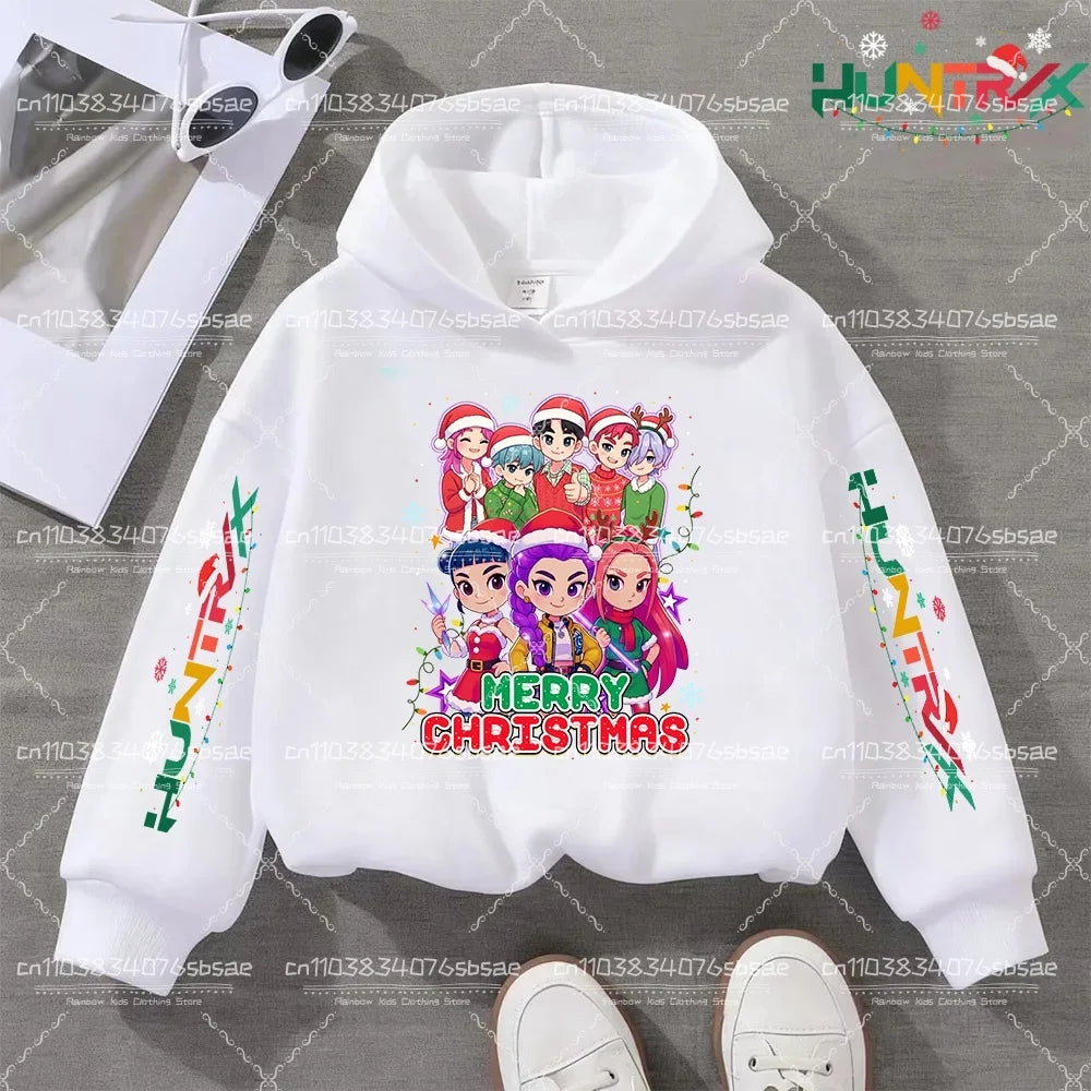 KPop Demon Hunters Hoody Y2K KPop Demon Hunters Christmas Hoodies Girls Boys Rumi Autumn Casual Long Sleeve Children's Clothing
