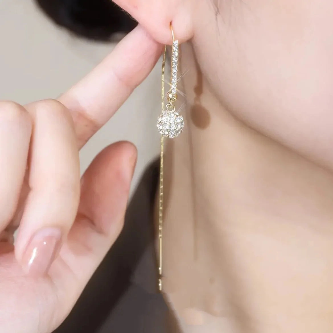 Drop Zircon Long Tassel Earrings Female Rhinestone Wedding Pendant Earrings Party Jewelry Silver Color Fashion Ear Accessories--ANDROMEDA QUINNS | AURELLE'S-ANDROMEDA QUINNS | AURELLE'S