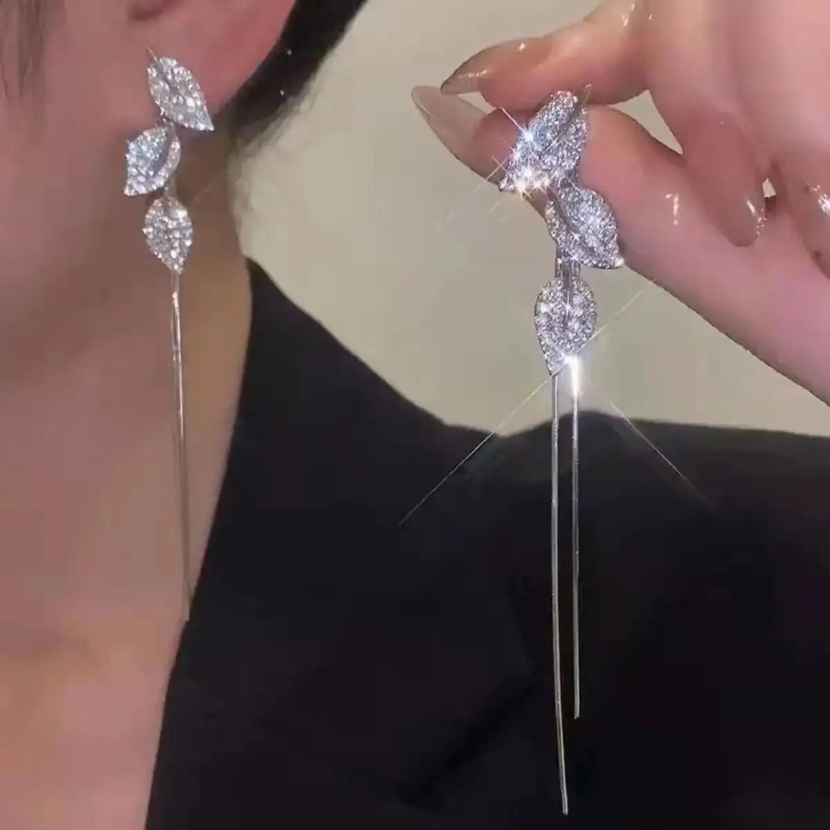 925 Silver Needle Blue Purple Butterfly Long Tassel Earrings For Women Jewelry 2025 Trending New Korean Crystal Drop Earrings--ANDROMEDA QUINNS | AURELLE'S-ANDROMEDA QUINNS | AURELLE'S