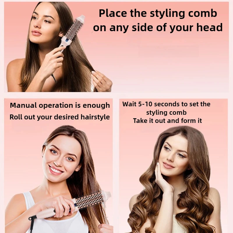 Hot Sale Portable Ionic Straightening Hair Curler Round Brush Hair Styling Tool Electric Infrared Heated Comb Hair Styling Brush--ANDROMEDA QUINNS | AURELLE'S-ANDROMEDA QUINNS | AURELLE'S