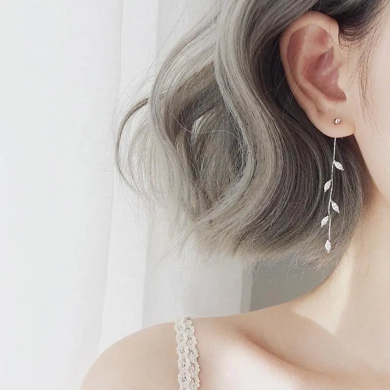 Drop Zircon Long Tassel Earrings Female Rhinestone Wedding Pendant Earrings Party Jewelry Silver Color Fashion Ear Accessories--ANDROMEDA QUINNS | AURELLE'S-ANDROMEDA QUINNS | AURELLE'S