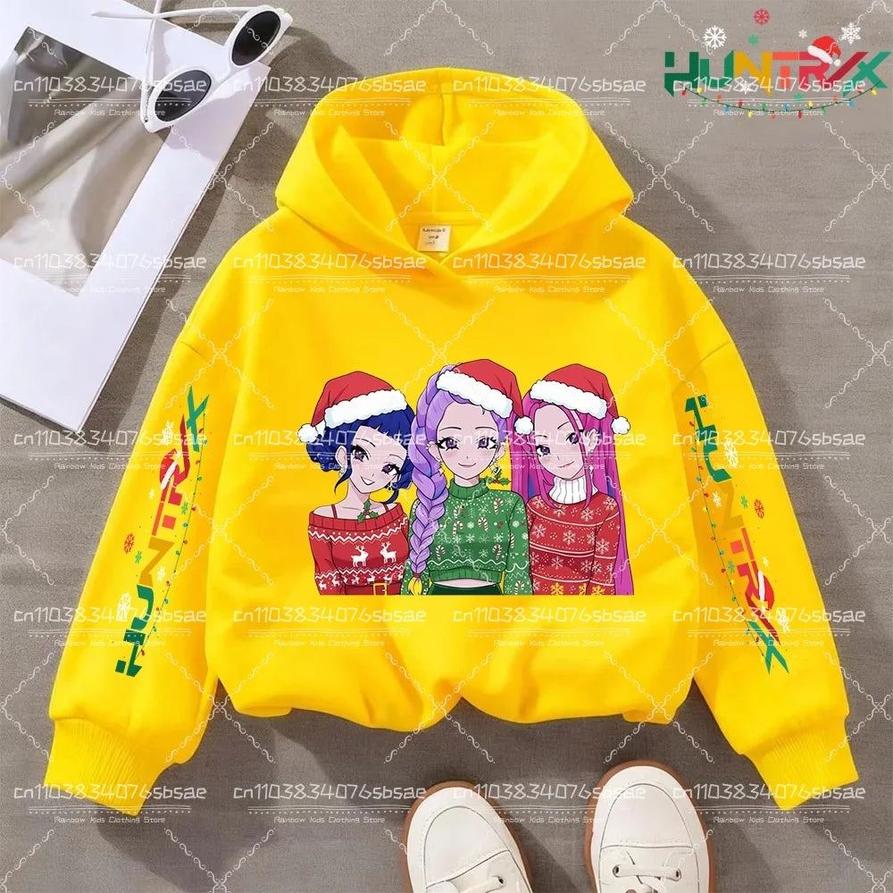 KPop Demon Hunters Hoody Y2K KPop Demon Hunters Christmas Hoodies Girls Boys Rumi Autumn Casual Long Sleeve Children's Clothing