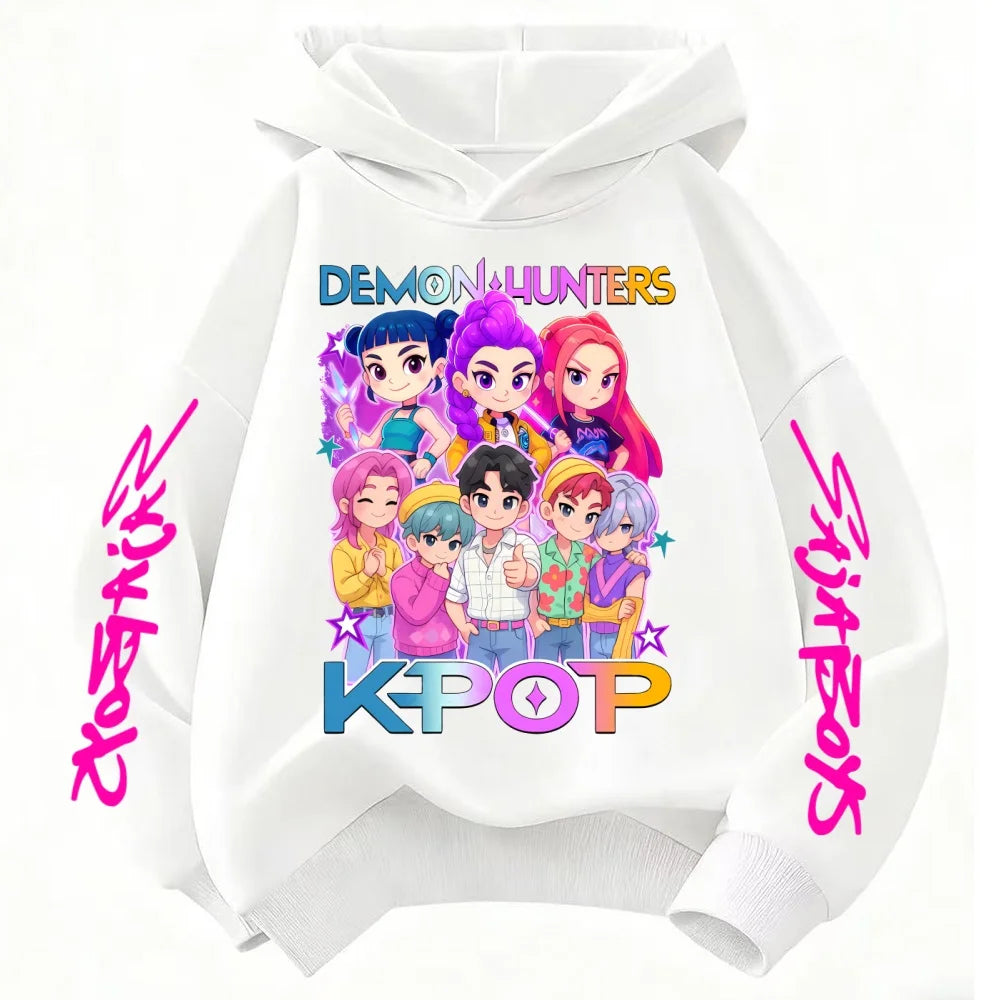 Girls Fashion Casual Sweatshirt Movie New Kids K-Pop Demon Hunters Hooded Tops Toddler Girl Clothes KPop DeCasual Girls Clothing