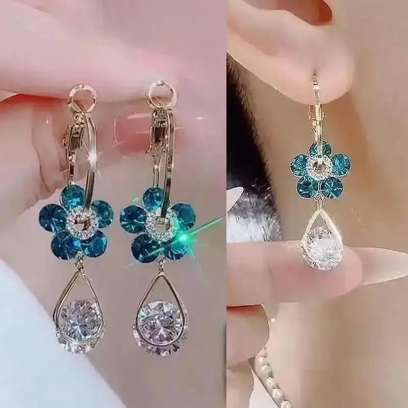 925 Silver Needle Korean Fashion Purple Crystal Heart Drop Earrings For Women Jewelry 2025 Trending New Luxury Women's Earrings--ANDROMEDA QUINNS | AURELLE'S-ANDROMEDA QUINNS | AURELLE'S