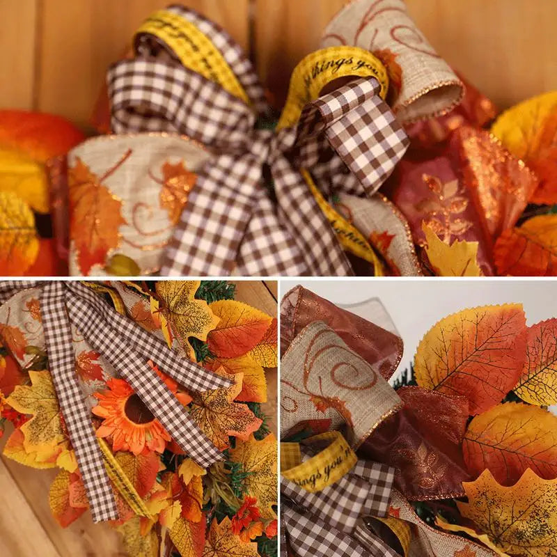 Thanksgiving Front Door Decorations Fall Wreath Door Wreath With Pumpkins/Berries/Maple Leaves Harvest Wreath For Autumn Party--ANDROMEDA QUINNS | AURELLE'S-ANDROMEDA QUINNS | AURELLE'S