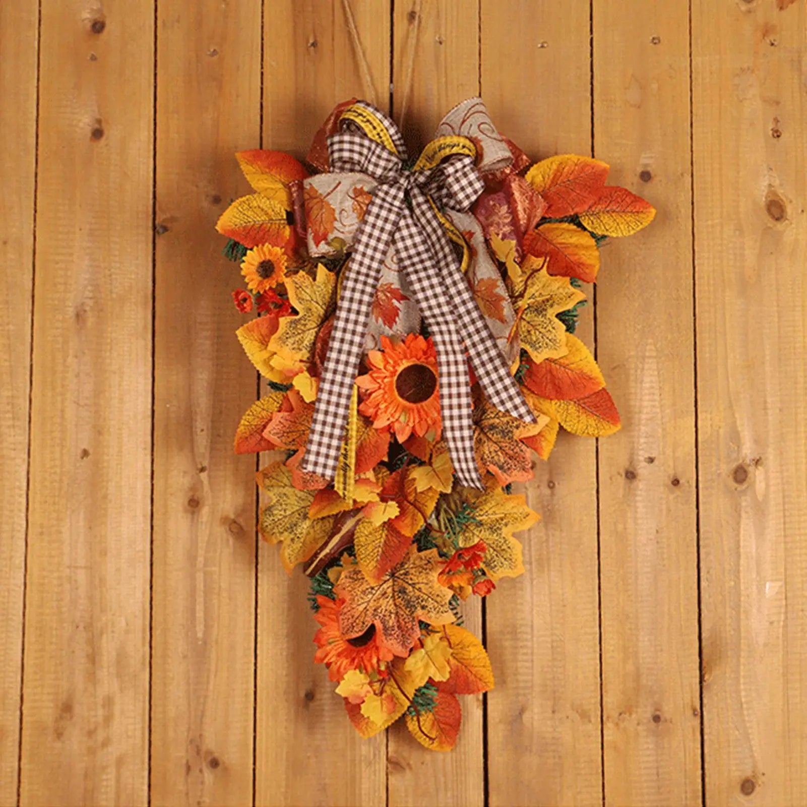 Thanksgiving Front Door Decorations Fall Wreath Door Wreath With Pumpkins/Berries/Maple Leaves Harvest Wreath For Autumn Party--ANDROMEDA QUINNS | AURELLE'S-ANDROMEDA QUINNS | AURELLE'S
