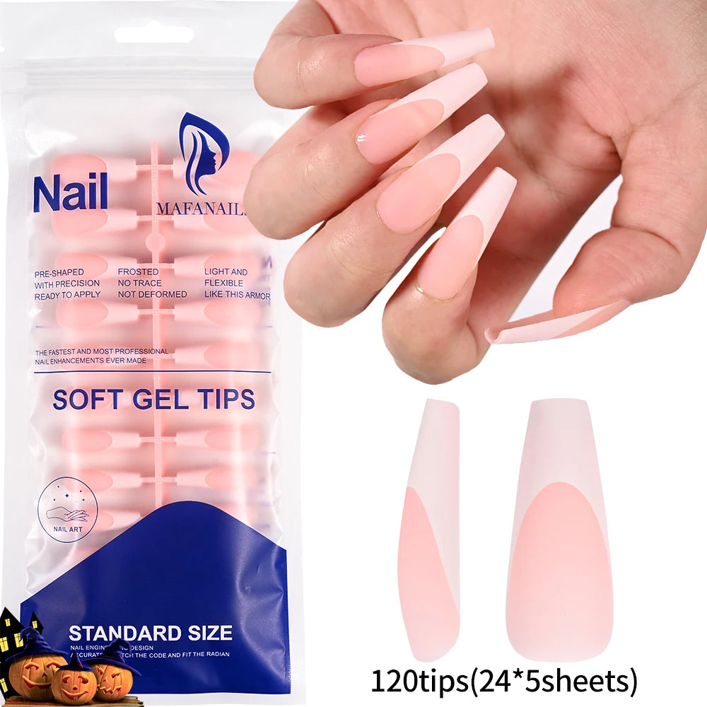 120pcs Pink French Tip Press-On Nails Medium Length Square Shape With Glossy Finish False Nails Full Cover Pre-Shaped Fake Nails--ANDROMEDA QUINNS | AURELLE'S-ANDROMEDA QUINNS | AURELLE'S